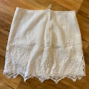 MM Couture White Lace Mini Skirt